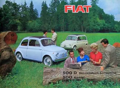 Fiat 500 Modellprogramm 1960 Automobilprospekt (7198)