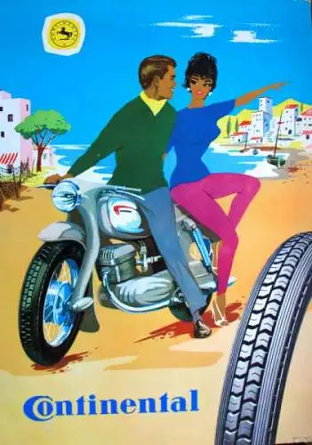 Continental Reifen Motorrad-Werbeaufsteller 1958 Karton (7969)