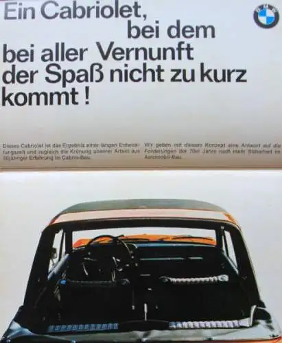 BMW 2002 Baur Cabriolet Modellprogramm 1972 Automobilprospekt (6336)