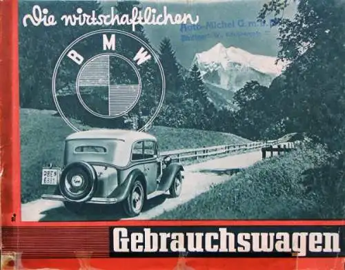 BMW 22/55 PS Modellprogramm 1935 "Gebrauchswagen" Automobilprospekt (7082)