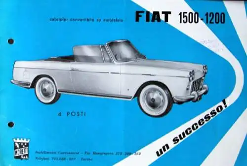 Moretti Fiat 1500 - 2000 Modellprogramm 1961 Automobilprospekt (6416)