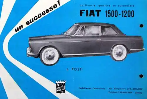 Moretti Fiat 1500 - 2000 Modellprogramm 1961 Automobilprospekt (6416)