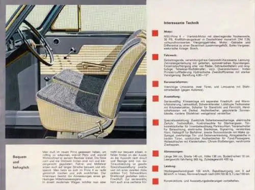NSU Prinz 4 Modellprogramm 1962 Automobilprospekt (6629)