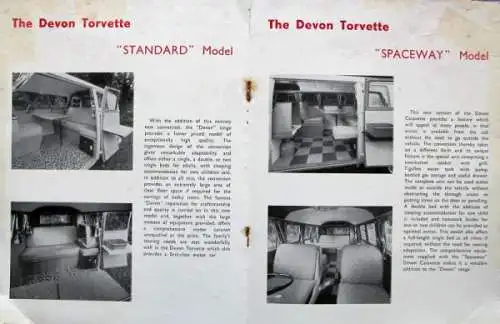 Volkswagen T1 Transporter Campingwagen Modellprogramm 1966 "Devon Caravans" Automobilprospekt (8231)