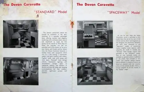 Volkswagen T1 Transporter Campingwagen Modellprogramm 1966 "Devon Caravans" Automobilprospekt (8231)