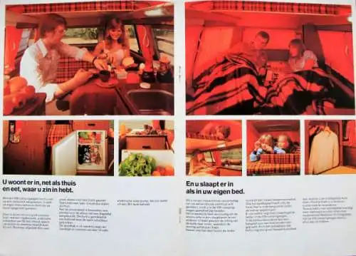 Volkswagen T2 Transporter Campingwagen Modellprogramm 1974 Automobilprospekt (3130)