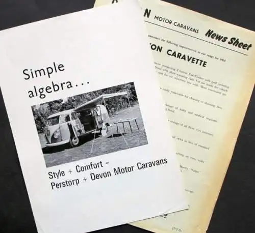 Volkswagen T1 Transporter Campingwagen Devon Modellprogramm 1962 Automobilprospekt (2178)