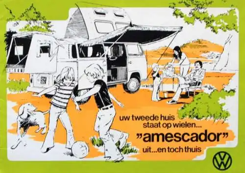 Volkswagen T2 Transporter Campingwagen Modellprogramm 1973 Automobilprospekt (1711)