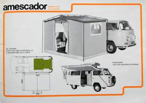 Volkswagen T2 Transporter Campingwagen Modellprogramm 1973 Automobilprospekt (1711)
