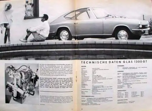 Glas Modellprogramm 1963 fünf Automobilprospekte (0553)
