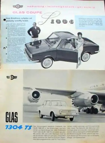 Glas Modellprogramm 1963 fünf Automobilprospekte (0553)