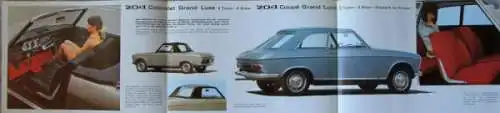 Peugeot 204 Cabriolet Grand Luxe Modellprogramm 1968 Automobilprospekt (9820)