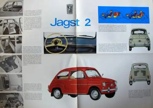 NSU Fiat Jagst 2 Modellprogramm 1965 Automobilprospekt (0667)