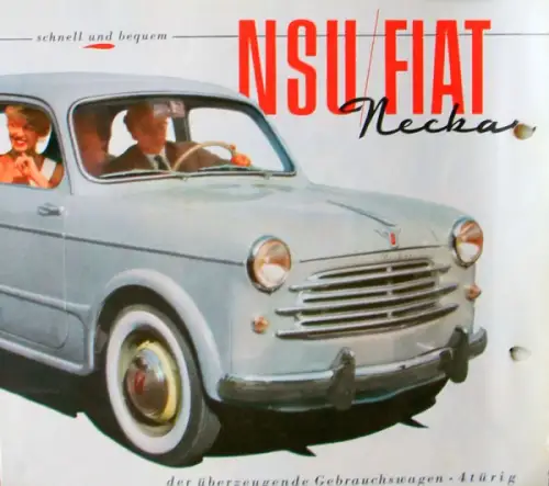 NSU Fiat Neckar Modellprogramm 1953 Automobilprospekt (6985)