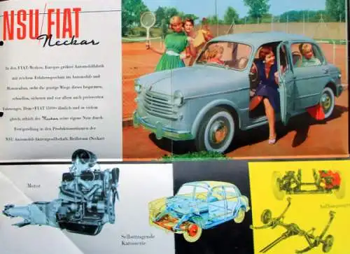 NSU Fiat Neckar Modellprogramm 1953 Automobilprospekt (6985)