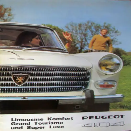 Peugeot 404 Limousine Grand Tourisme Modellprogramm 1967 fünf Automobilprospekte (7714)
