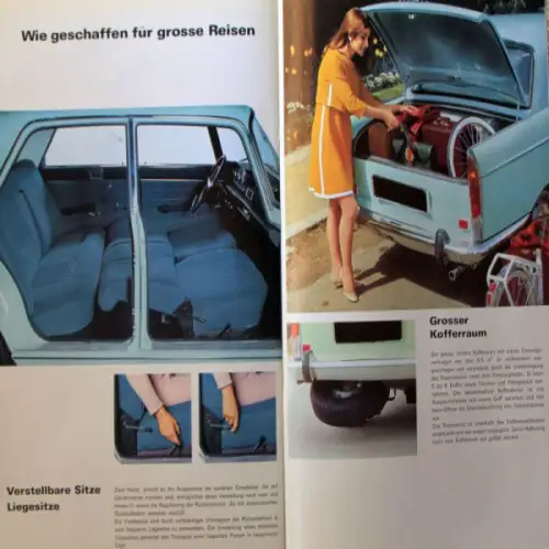 Peugeot 404 Limousine Grand Tourisme Modellprogramm 1967 fünf Automobilprospekte (7714)