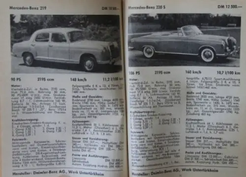 "Motorkatalog - 100 Autos" Automobil-Jahrbuch 1958 (9336)