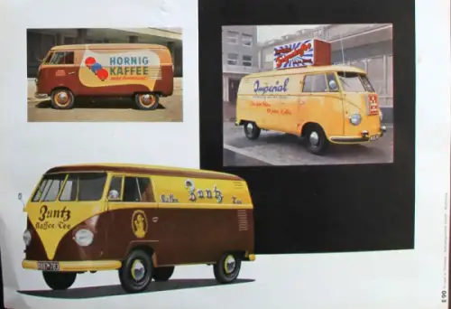 Volkswagen T1 Transporter Modellprogramm 1958 "Werbebeschriftungen" Automobilprospekt (0911)