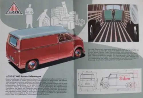 Lloyd LT 600 Kastenwagen Modellprogramm 1958 Automobilprospekt (5266)