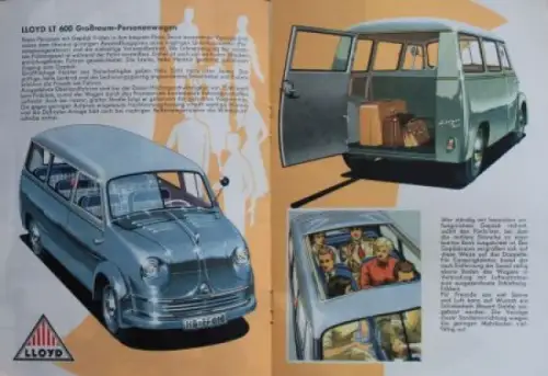 Lloyd LT 600 Kastenwagen Modellprogramm 1958 Automobilprospekt (5266)