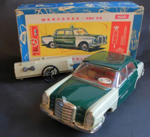HUKI Kienberger Mercedes-Benz 280 SE Polizei Blechmodell mit Fernsteuerung in Originalkarton (4899)