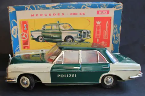 HUKI Kienberger Mercedes-Benz 280 SE Polizei Blechmodell mit Fernsteuerung in Originalkarton (4899)