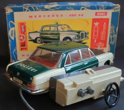 HUKI Kienberger Mercedes-Benz 280 SE Polizei Blechmodell mit Fernsteuerung in Originalkarton (4899)