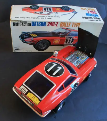 Alps Datsun Nissan 240 Z Safari Rallye 1971 Plastikmodell mit Batterieantrieb in Originalbox (1675)