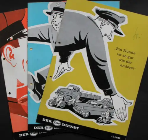 "Der Esso Dienst" Tankstellen-Zeitschrift 1957 drei Ausgaben (8854)
