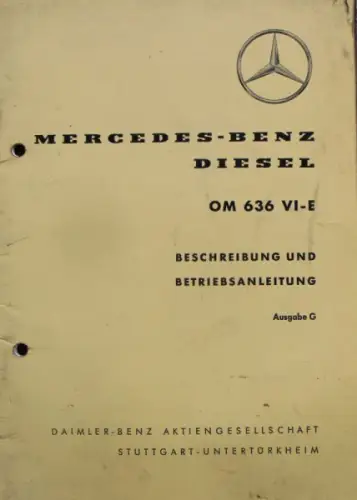 Mercedes-Benz OM 636 VI-E Diesel 1960 Betriebsanleitung (8692)