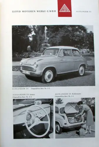 Lloyd Modellprogramm 1959 IAA Automobil-Pressemappe (7623)