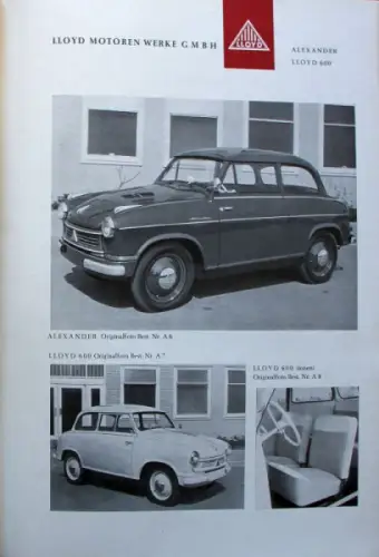 Lloyd Modellprogramm 1959 IAA Automobil-Pressemappe (7623)