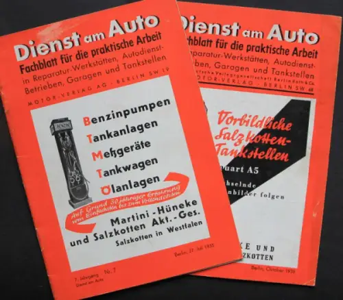 "Dienst am Auto" Tankstellen-Fachzeitschrift 1935 Braunbeck Motor-Verlag zwei Ausgaben (7430)