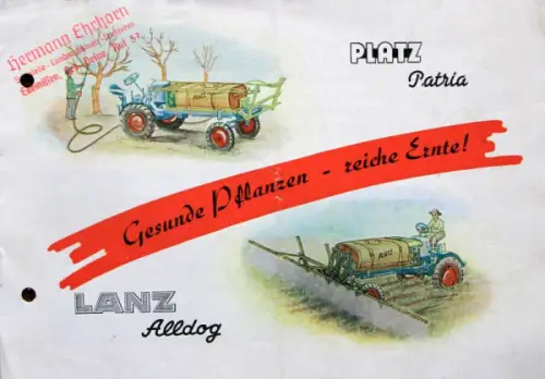 Lanz Alldog Platz Patria Modellprogramm 1953 Traktorprospekt (8002)