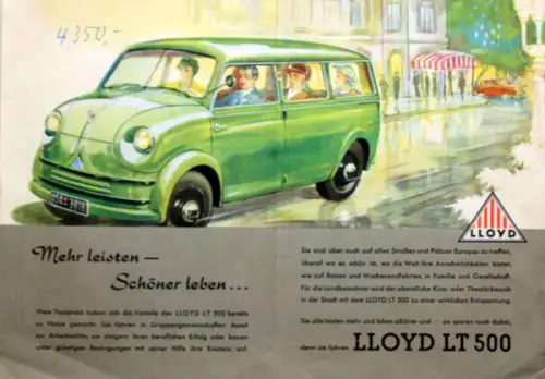 Lloyd LT 500 Modellprogramm 1952 Automobilprospekt (10008)