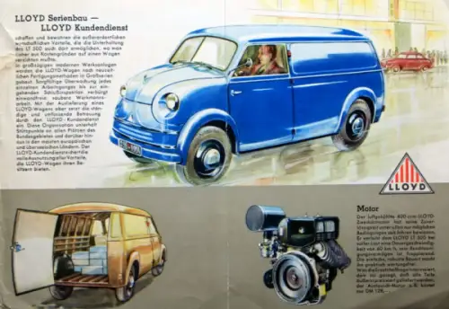 Lloyd LT 500 Modellprogramm 1952 Automobilprospekt (10008)