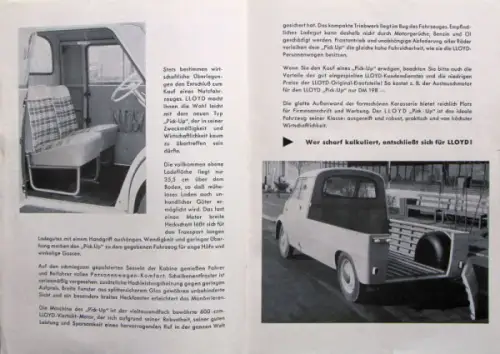 Lloyd LT Pick-up Modellprogramm 1954 Automobilprospekt (10009)