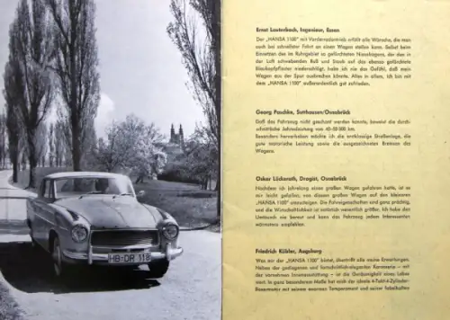 Goliath Hansa Modellprogramm 1956 "Hansa Fahrer schrieben uns" Automobilprospekt (10017)