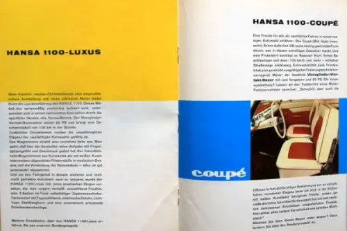 Goliath Hansa 1100 Modellprogramm 1960 Automobilprospekt (10017)
