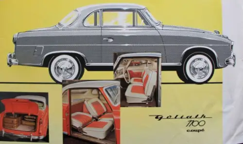 Goliath Hansa 1100 Coupe Modellprogramm 1957 Automobilprospekt (10020)
