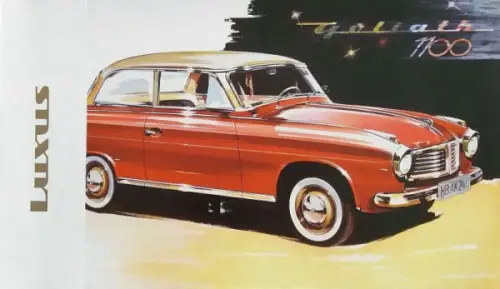 Goliath 1100 Luxus Modellprogramm 1958 Automobilprospekt (10021)