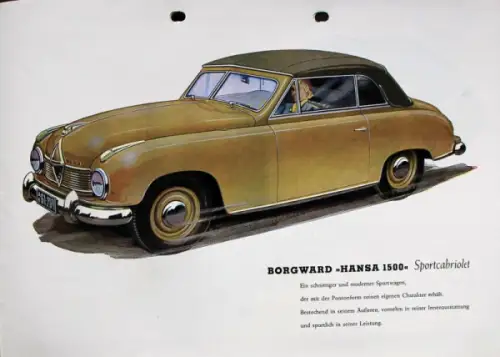 Borgward Hansa 1500 Modellprogramm 1951 Automobilprospekt (10024)