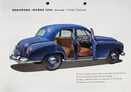 Borgward Hansa 1500 Modellprogramm 1951 Automobilprospekt (10024)