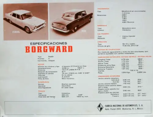 Borgward 230 GL Modellprogramm 1969 Automobilprospekt (10029)