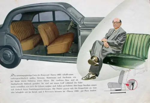 Borgward Hansa 1800 Modellprogramm 1952 Automobilprospekt (10036)