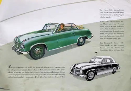 Borgward Hansa 1800 Modellprogramm 1952 Automobilprospekt (10036)