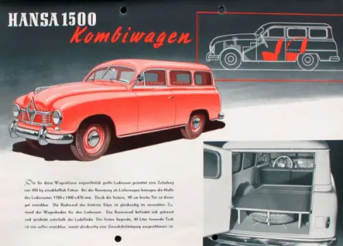 Borgward Hansa 1500 Kastenwagen Modellprogramm 1951 Automobilprospekt (10044)