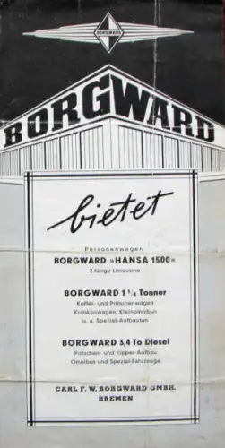 Borgward Modellprogramm 1953 "Borgward bietet" Automobilprospekt (10053)