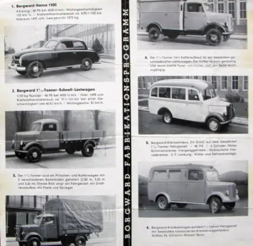 Borgward Modellprogramm 1953 "Borgward bietet" Automobilprospekt (10053)